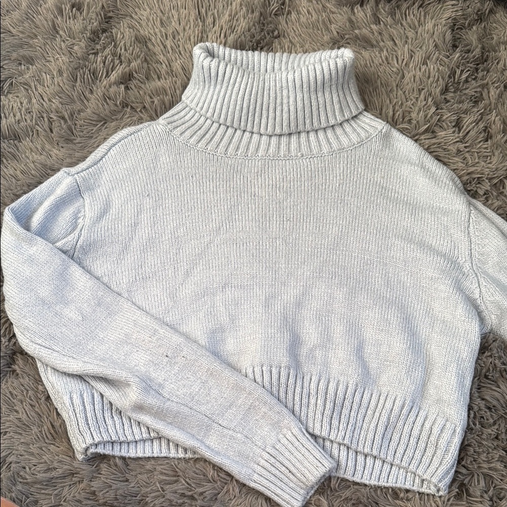 Cozy Light Blue Turtleneck Sweater